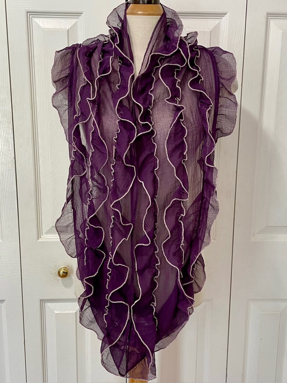 Betsey Johnson Purple Sheer Ruffle Scarf